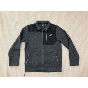 New Balance Gray Black Soft Shell Zip Front Signature Jacket M
